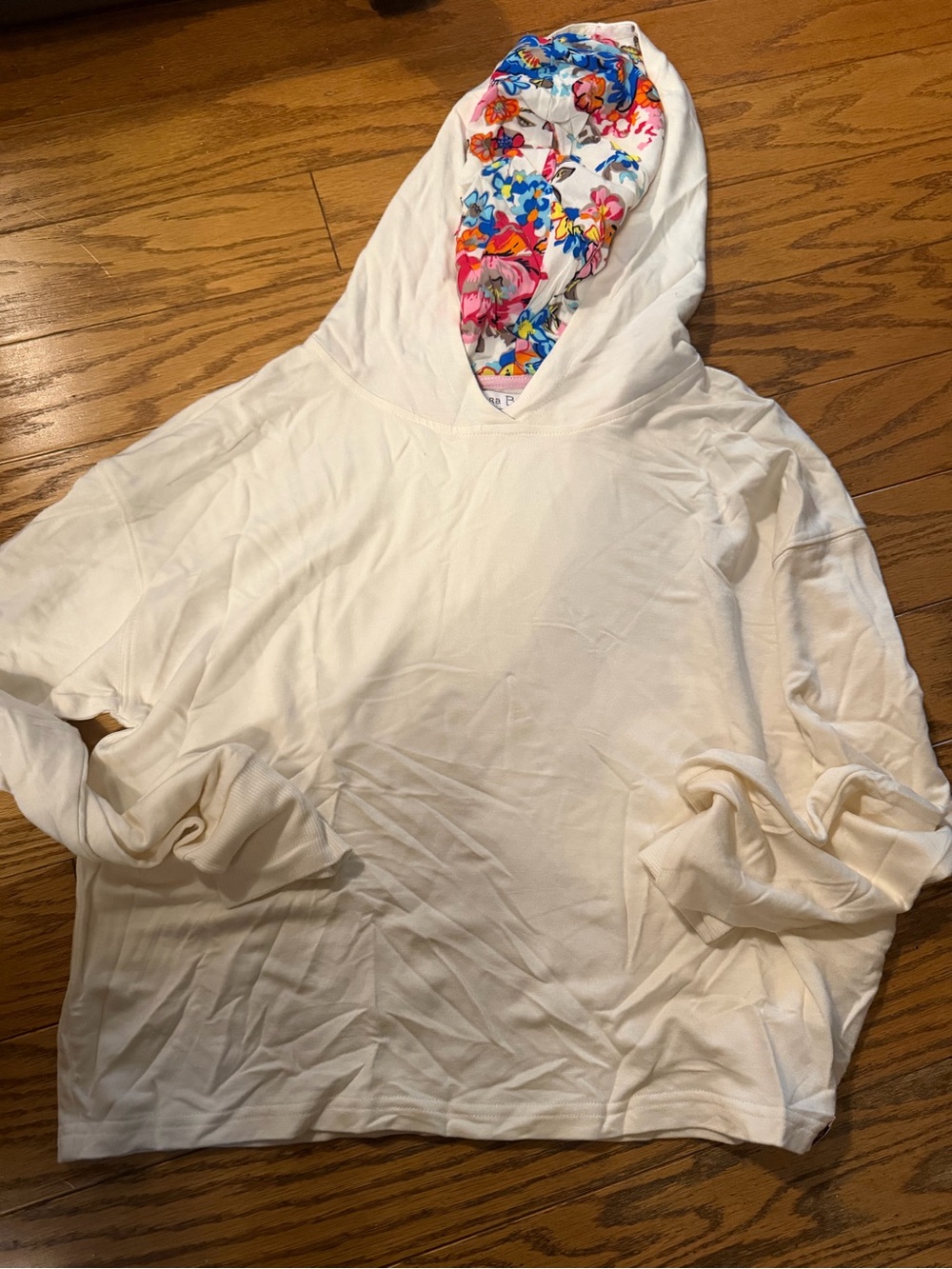 Vera Bradley Cream Hooded Top with Floral Lined Hood